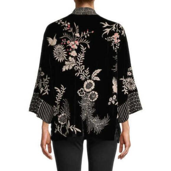 Johnny Was Valentina Rayon Silk Velvet  Embroidered Kimono Jacket w/JW Bag NWT - Picture 5 of 11